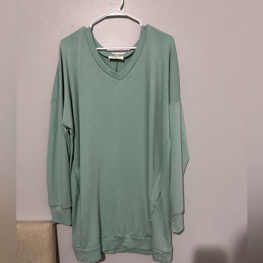 Zenana V-Neck Tunic Sweatshirt